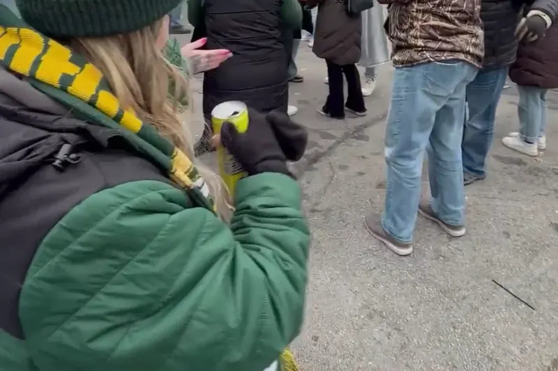 Fans in Packers gear on game day